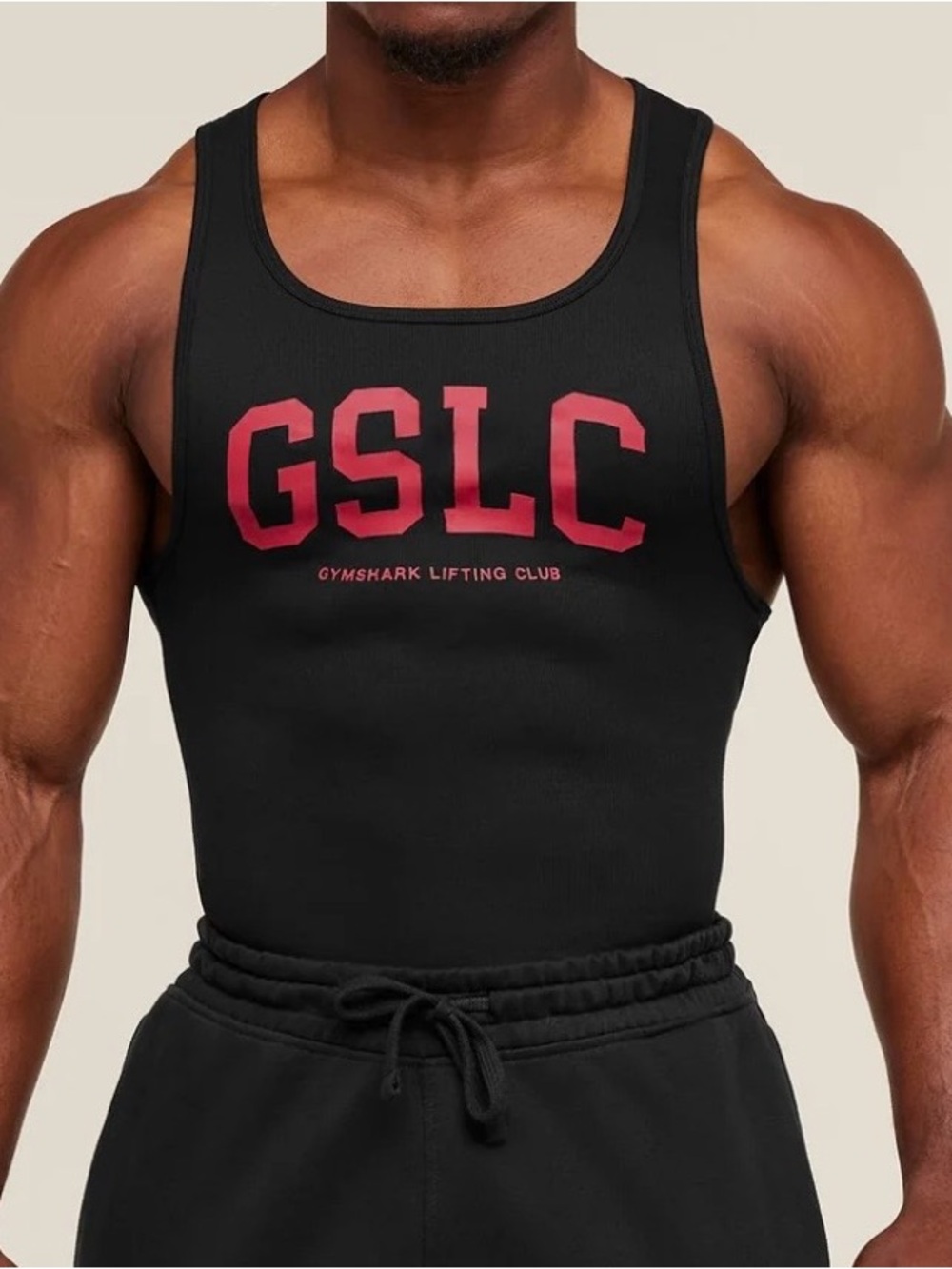 Gymshark Black Tank Top with Red GSLC Print size S